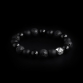 925 Sterling Silver Lily Ball - Onyx & Lava Stones 10mm Elastic Bracelet