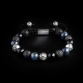 Sterling Silver Lily & Black CZ Diamonds Balls / Mixed Semi Precious Stones 10mm Basic Bracelet