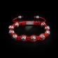 Sterling Silver Lily Balls With Black CZ Diamond 10mm Red Cord Link Bracelet