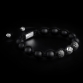 Sterling Silver Lily & CZ Diamonds Balls - Matte Onyx 10mm Link Bracelet