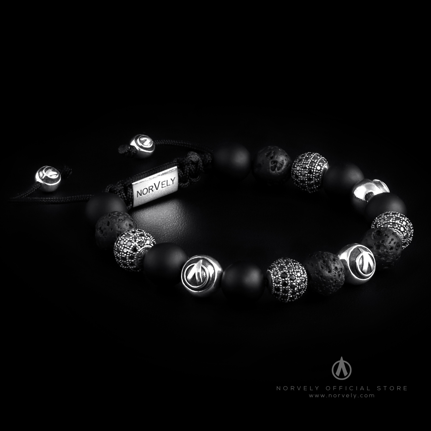 Logo Onyx Stones & Matte – Balls Sterling Silver & Lava Diamonds CZ