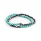 Sterling Silver Logo Ball - Hematite & Turquoise Stones 4mm Double Wrap Bracelet